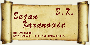 Dejan Karanović vizit kartica